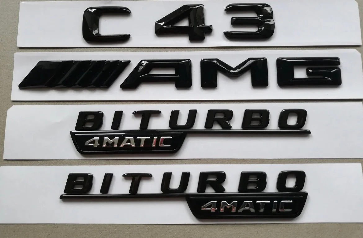 Mercedes W205 C43 Black Badge Package Gloss Black AMG & Boot Star Badges - Image 3