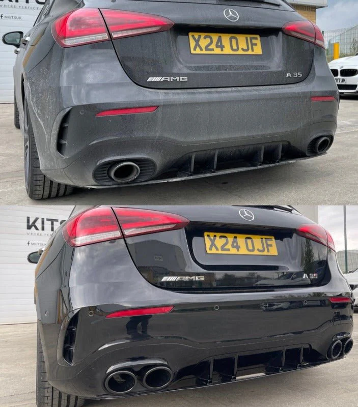 Mercedes A Class Gloss Black Diffuser with Quad Tips - Image 3
