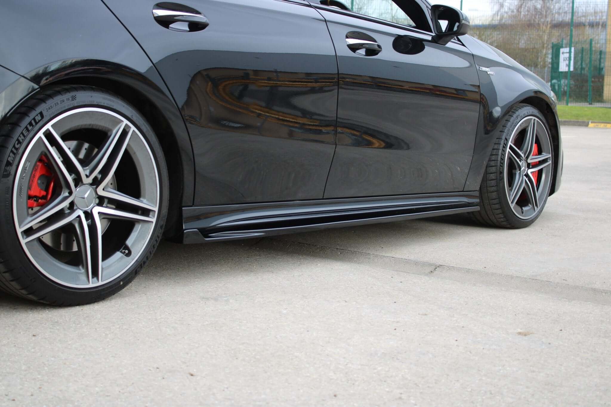 Mercedes W177 A35 A45 Side Skirt Extensions – Gloss Black - Image 4
