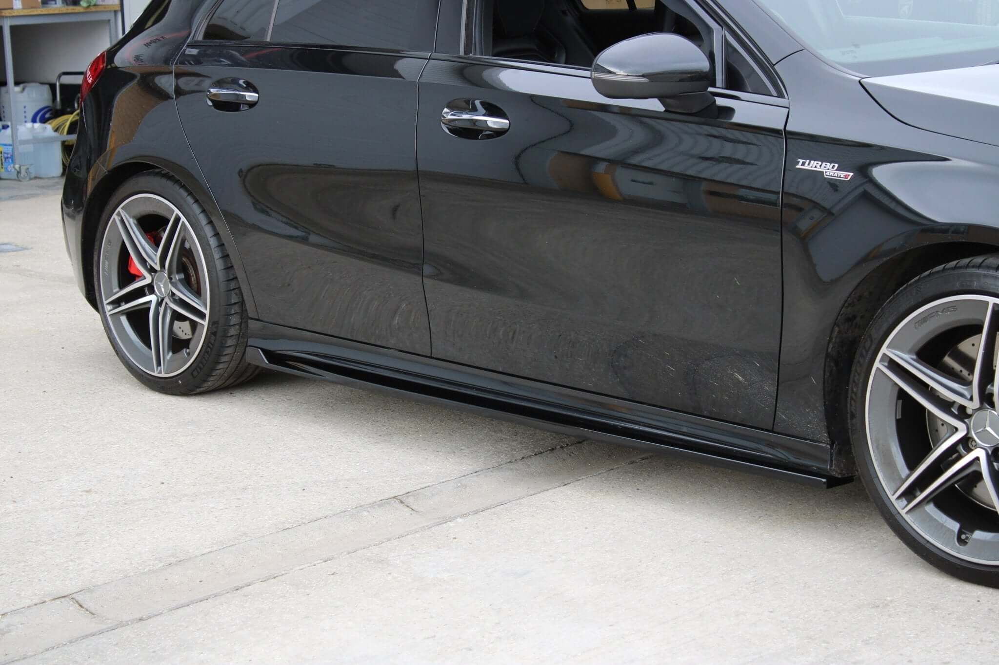 Mercedes W177 A35 A45 Side Skirt Extensions – Gloss Black - Image 7