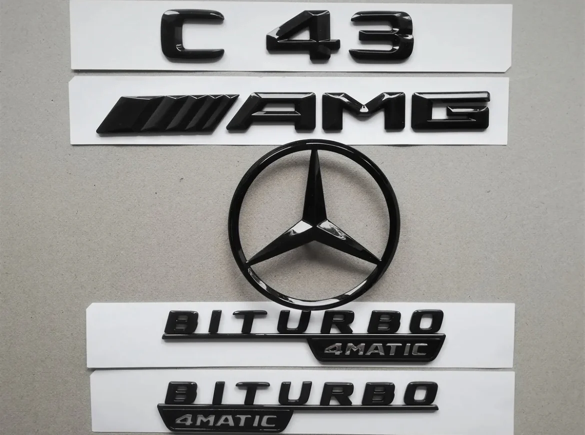 Mercedes W205 C43 Black Badge Package – Gloss Black AMG, Boot & Front Grille Star - Image 3